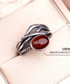 Adjustable Garnet & Silver Ring 'Prema'