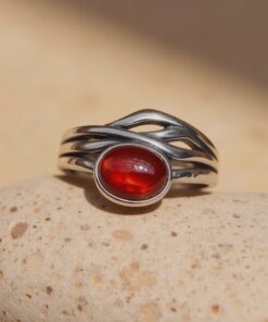 Adjustable Garnet & Silver Ring 'Prema'