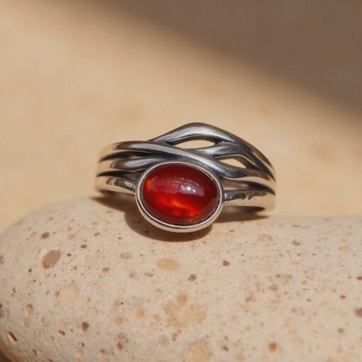 Adjustable Garnet & Silver Ring 'Prema'