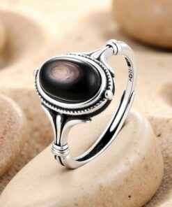 Adjustable 'Spiritual Reflection' Ring in Hypersthene & Silver