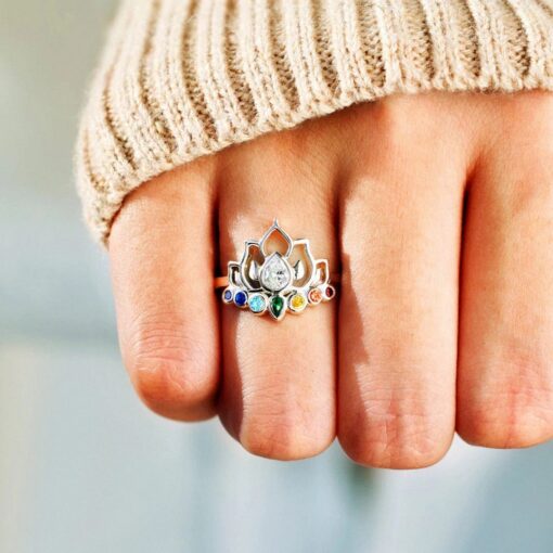 Adjustable "Crystal Lotus" Ring