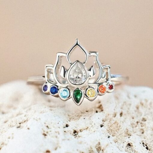 Adjustable "Crystal Lotus" Ring