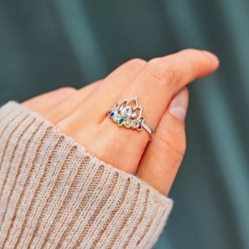 Adjustable "Crystal Lotus" Ring