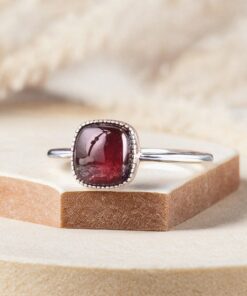 Adjustable Square Passion Ring in Garnet