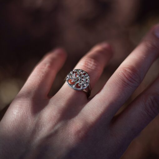 Adjustable "Sparkling Tree of Life" Silver Ring