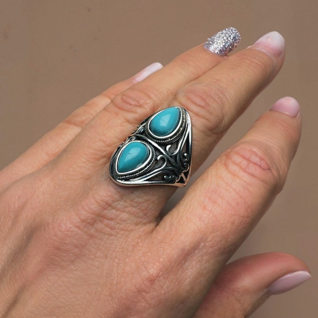 Echo Protector Ring in Turquoise & Silver