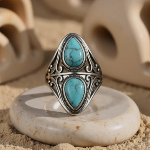 Echo Protector Ring in Turquoise & Silver