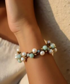 Treasured Seas Bracelet - Amazonite and Freshwater Pearls