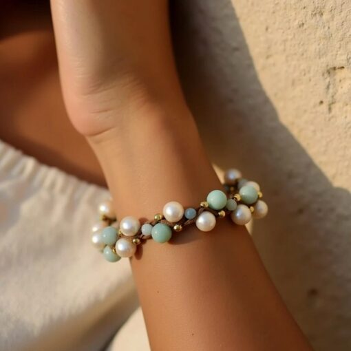 Treasured Seas Bracelet - Amazonite and Freshwater Pearls