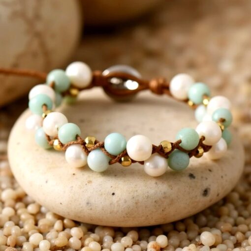 Treasured Seas Bracelet - Amazonite and Freshwater Pearls