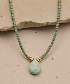 Amazonite Drop Necklace with Jasper Beads