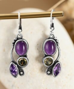 Amethyst & Peridot 'Cascade of Serenity' Earrings