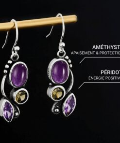 Amethyst & Peridot 'Cascade of Serenity' Earrings
