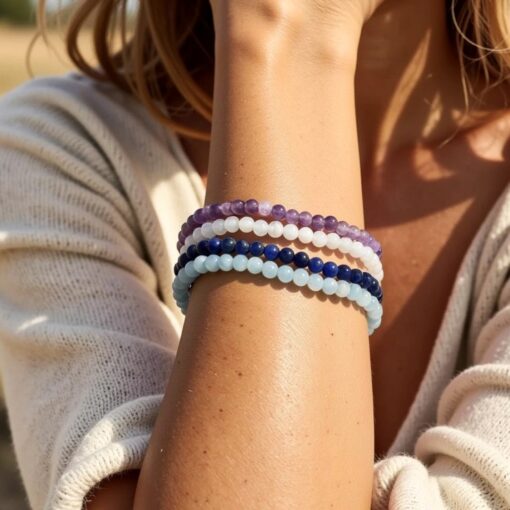 Inner Balance Set with Amethyst, Moonstone, Lapis Lazuli & Aquamarine