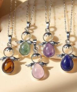 Small Angel Pendant with Natural Stone