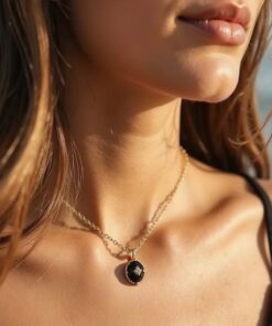 Mystery Night Pendant in Black Agate