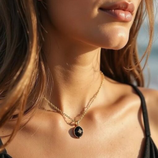Mystery Night Pendant in Black Agate