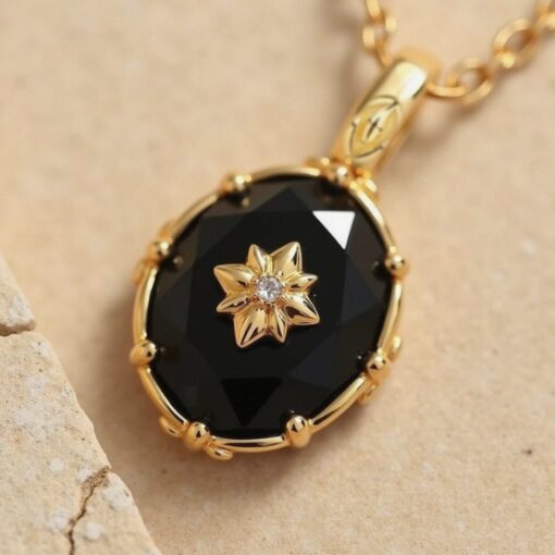 Mystery Night Pendant in Black Agate