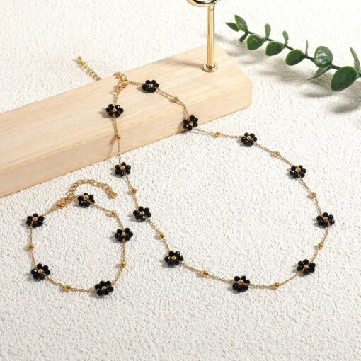 Black Spinel 'Protection Flowers' Necklace