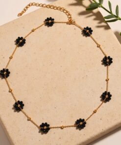 Black Spinel 'Protection Flowers' Necklace