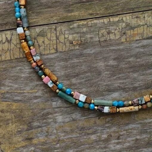 Chic Bohemian Necklace with Natural Stones