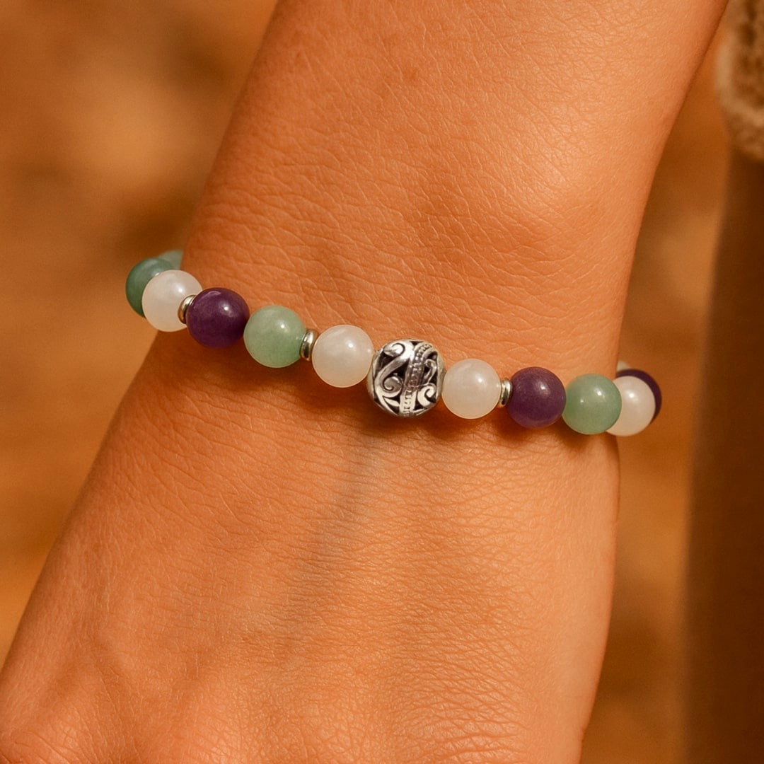 Moment of Calm Bracelet in Aventurine, Amethyst, and Moonstone