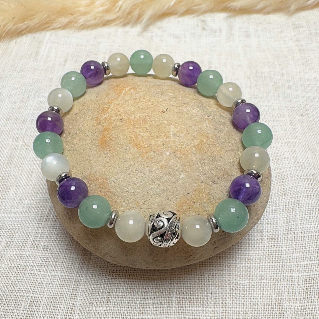 Moment of Calm Bracelet in Aventurine, Amethyst, and Moonstone