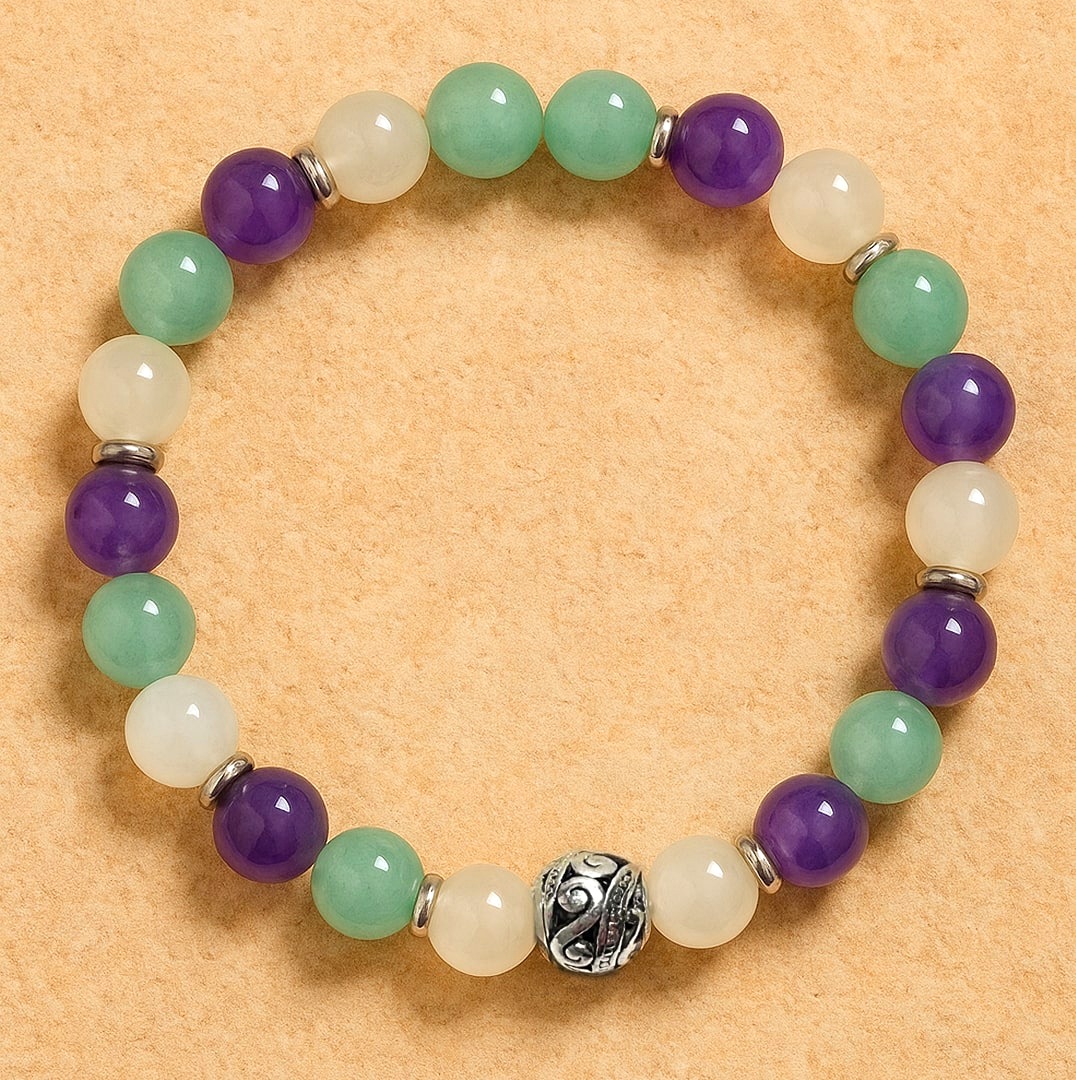 Moment of Calm Bracelet in Aventurine, Amethyst, and Moonstone