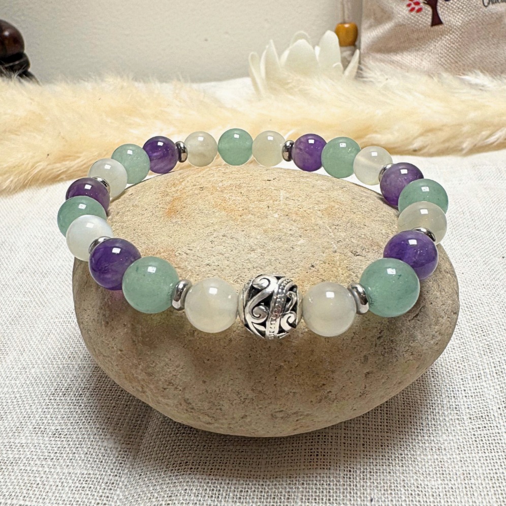 Moment of Calm Bracelet in Aventurine, Amethyst, and Moonstone