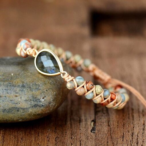Audace Braided Bracelet in Jasper & Labradorite - Handcrafted Gemstone Jewelry