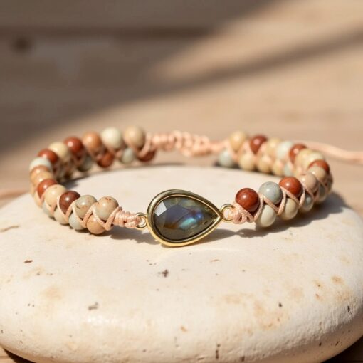 Audace Braided Bracelet in Jasper & Labradorite - Handcrafted Gemstone Jewelry