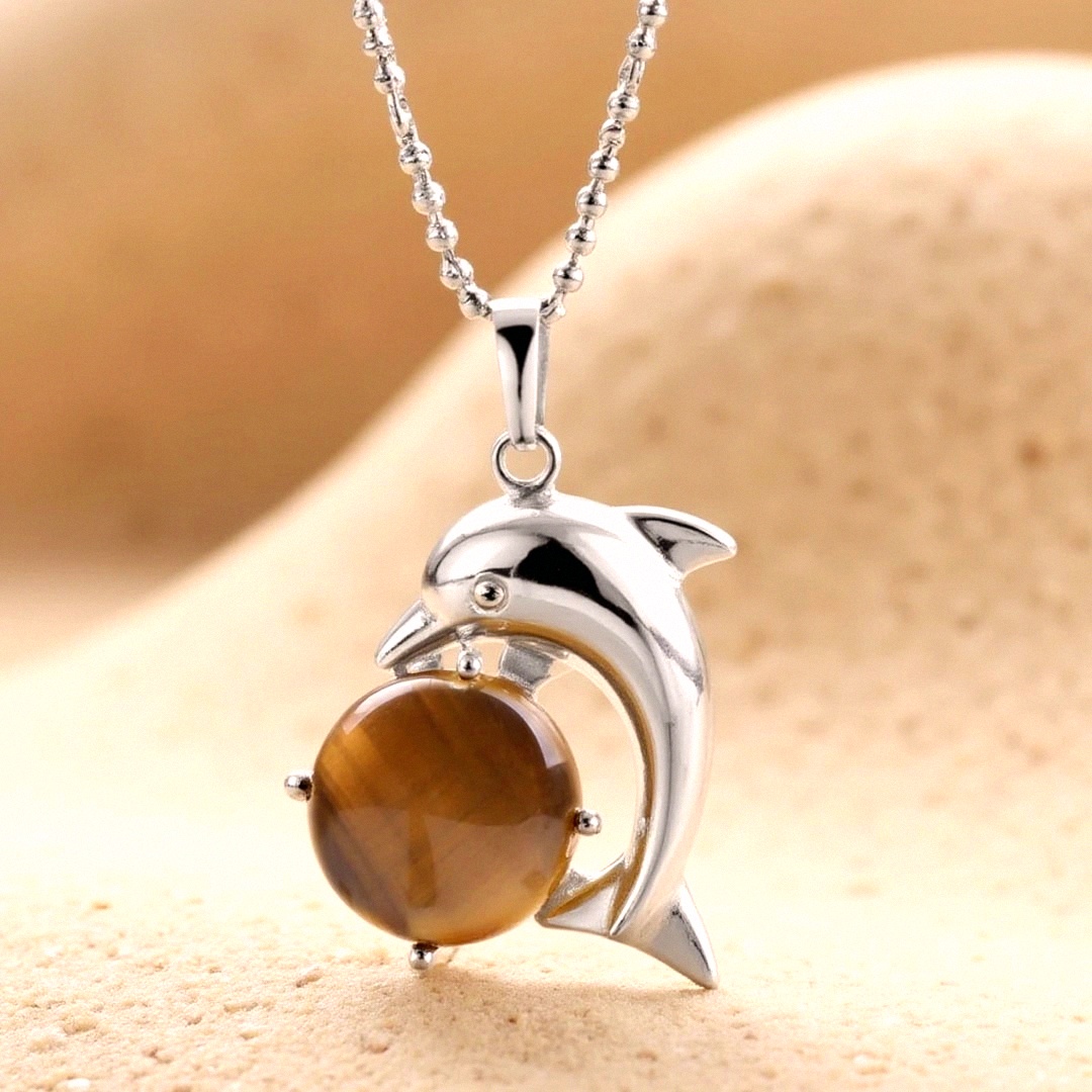 Dolphin Energy Pendant in Natural Stone