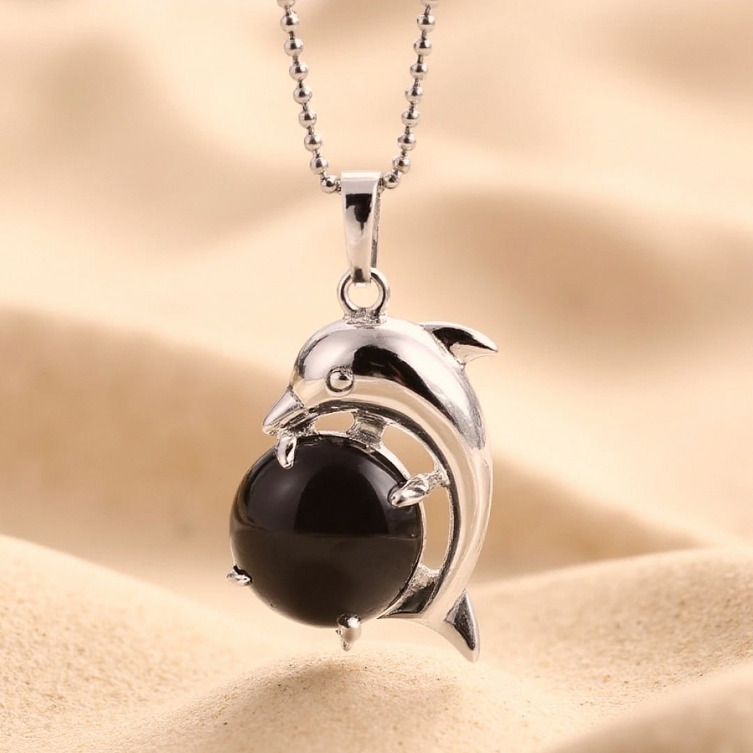 Dolphin Energy Pendant in Natural Stone