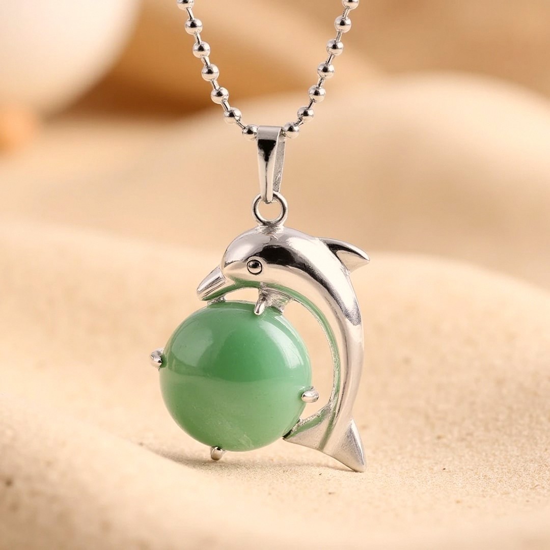 Dolphin Energy Pendant in Natural Stone