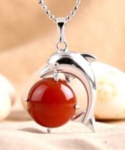 Dolphin Energy Pendant in Natural Stone