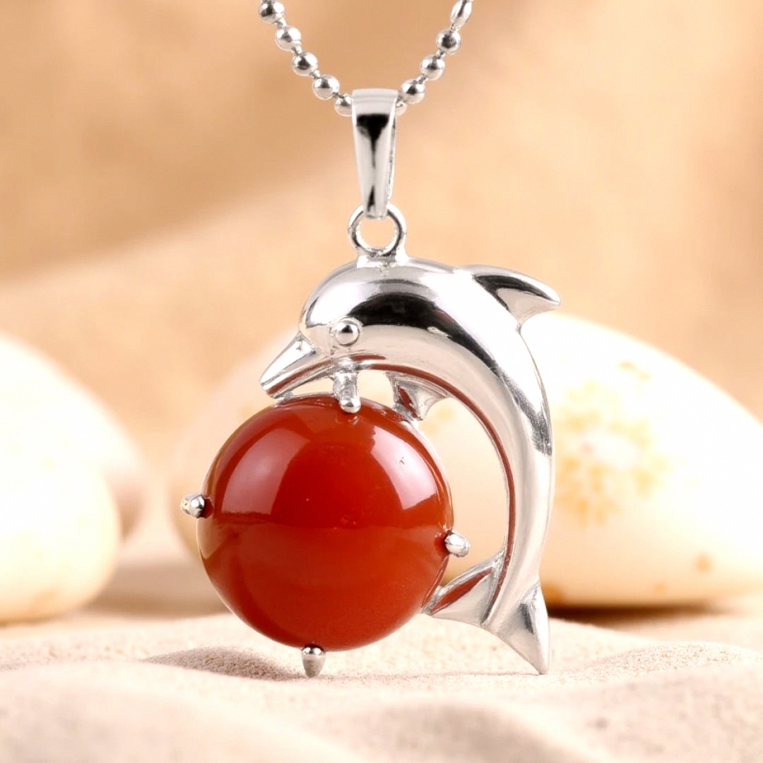 Dolphin Energy Pendant in Natural Stone