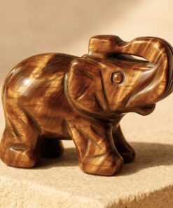 Tiger Eye or Obsidian "Wisdom Guardian" Elephant Sculpture