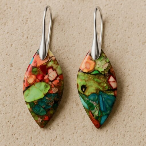 Harlequin Jasper Earrings - Unique Gemstone Jewellery Australia