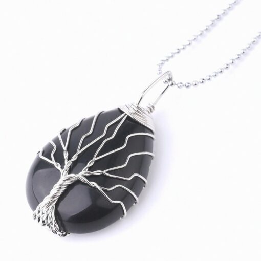 Natural Stone Healing Tree Pendant