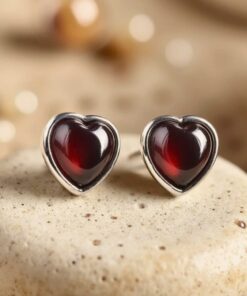 Passion Heart Earrings in Garnet & Silver