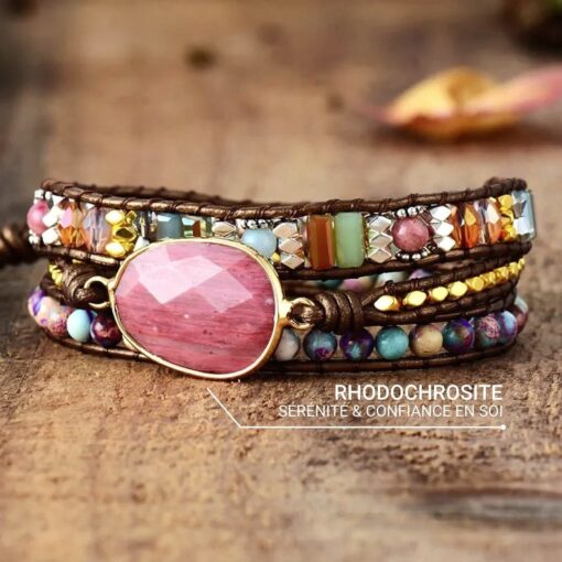 Heart Healing Rhodochrosite Wrap Bracelet