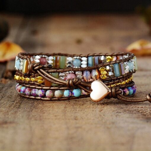 Heart Healing Rhodochrosite Wrap Bracelet