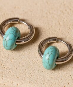 Natural Stone Double Hoop Earrings