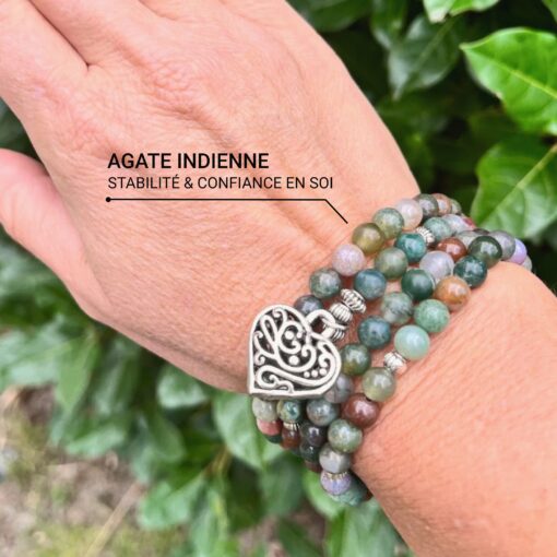 Energy Light Bracelet Mala in Indian Agate