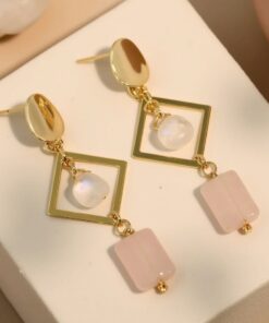 Rose Quartz and Moonstone Earrings - Emotion & Elegance