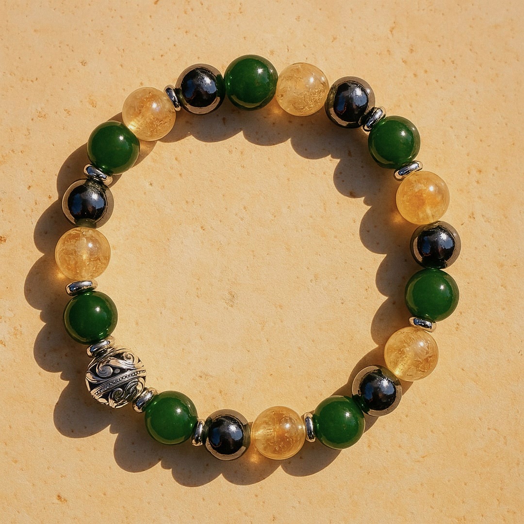 Premium "Supreme Chance" Bracelet in Jade, Citrine & Hematite