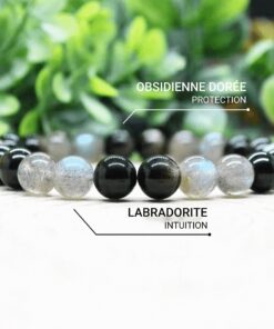Spiritual Refuge Bracelet in Labradorite & Gold Obsidian