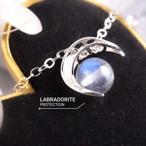 Enchanting Moon Pendant in Labradorite & Silver
