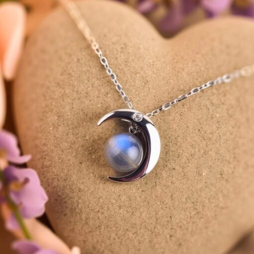 Enchanting Moon Pendant in Labradorite & Silver