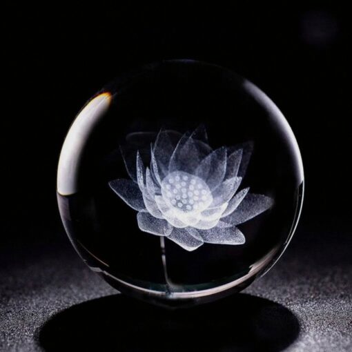 Lotus Flower Crystal Ball with Stand